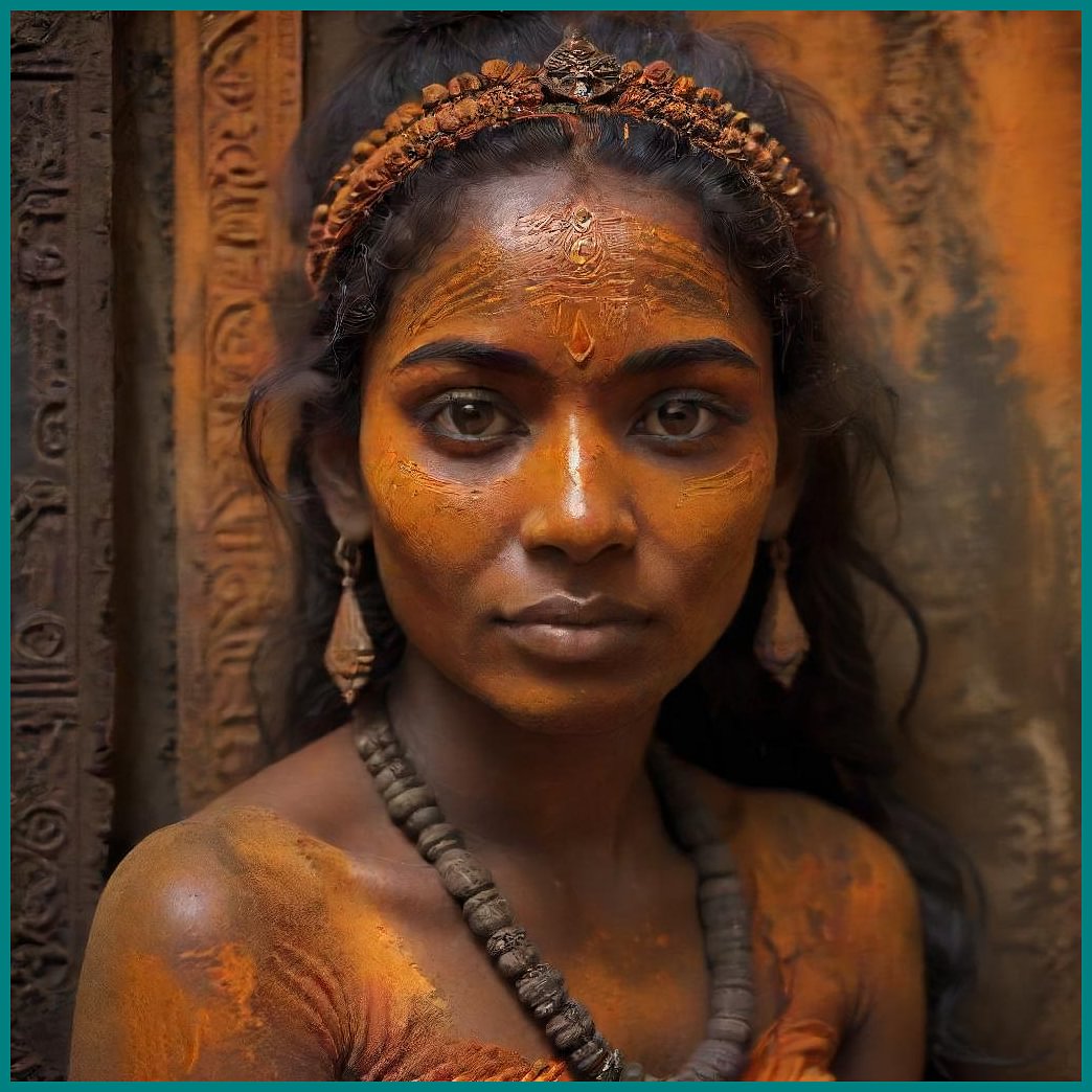 Portrait of a South Indian woman, image generated using huggingchat