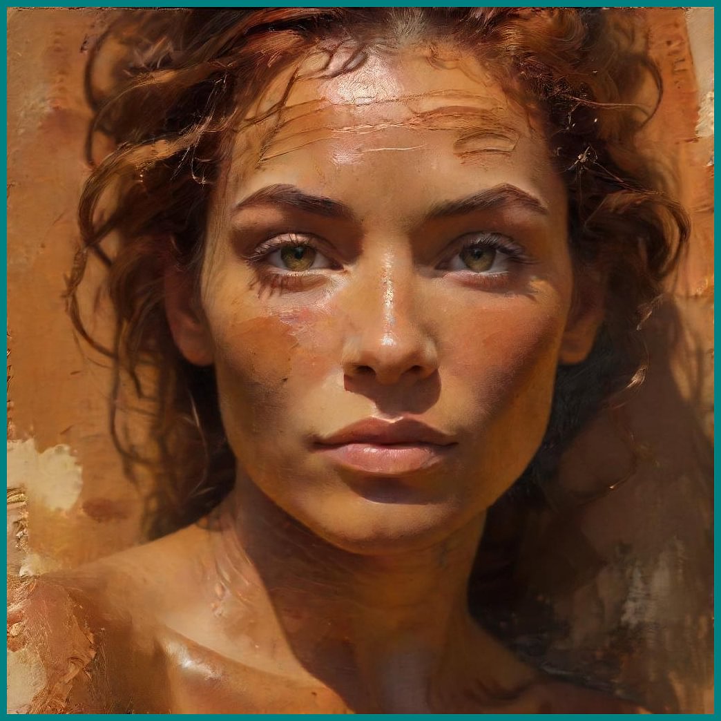 Oil painting, Portrait of a woman using earthy colours, image generated using huggingchat